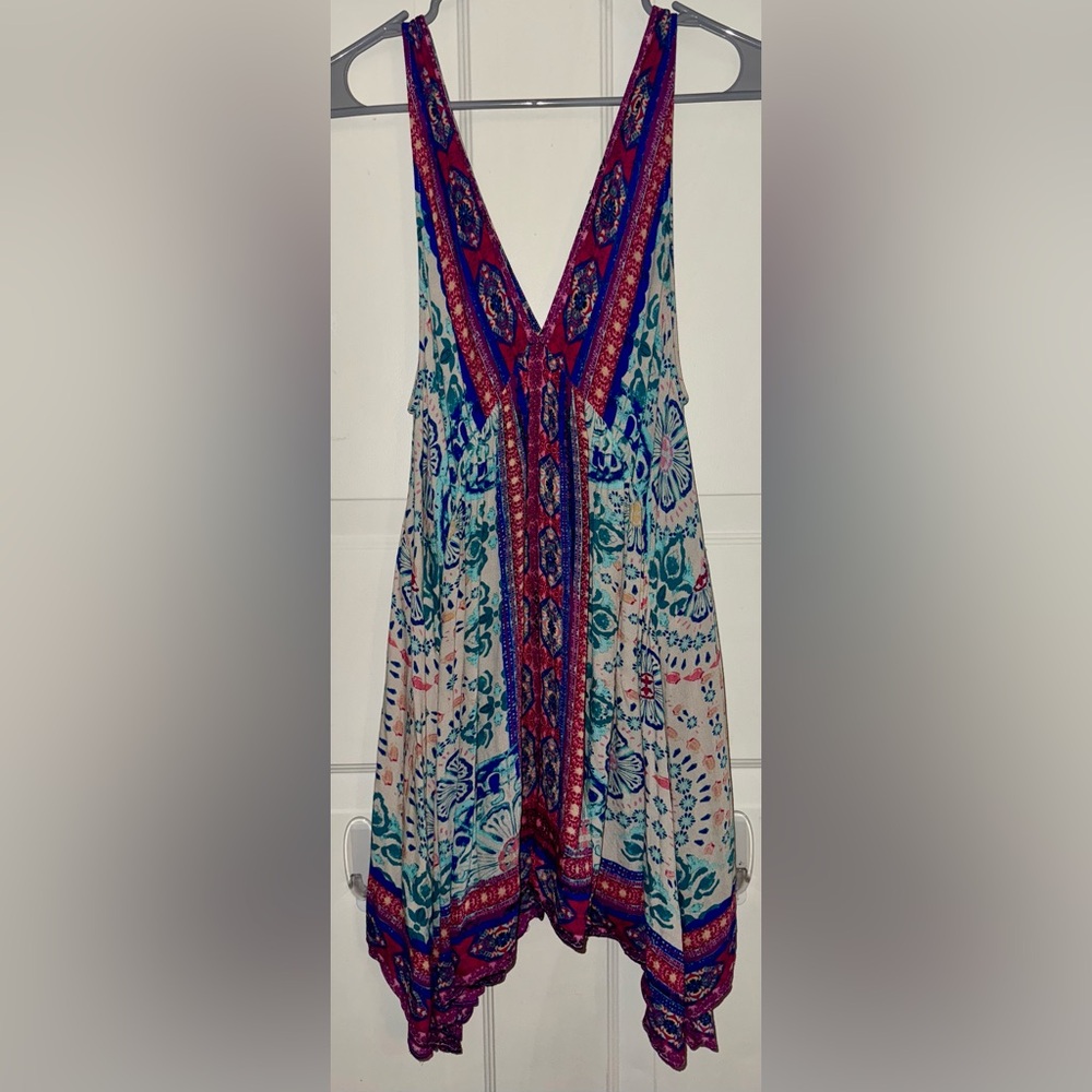 Free People Pink and Blue Patterned Dress